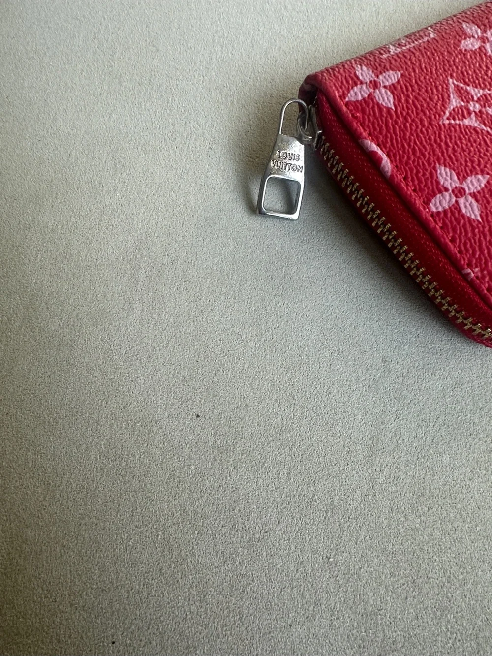 Red Monogram Zip-Around Wallet